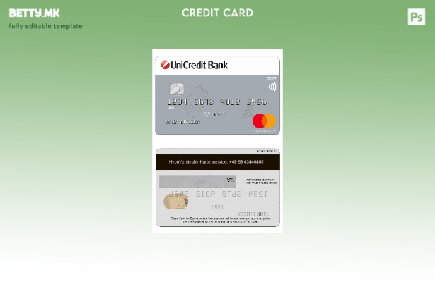 Модерен стил Германија UniCredit Bank Шаблон за кредитна картичка MasterCard